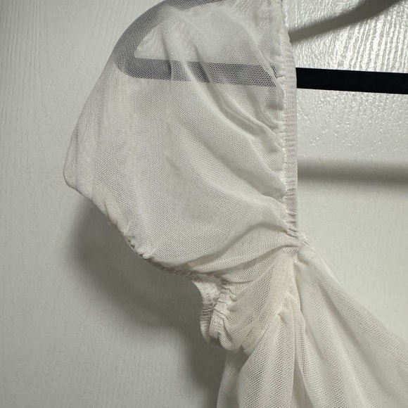 Princess Polly Charvi White Mini Dress with Puff Sleeves Size 10 - Picture 6 of 8